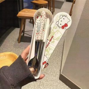 Cartoon Cute Hello Kitty Chopsticks & Spoon Set