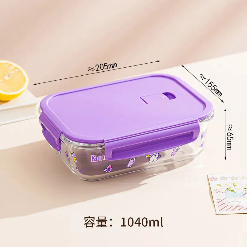 Sanrio Cartoon Kuromi, Hello Kitty & Cinnamoroll Anime Glass Lunch Box - Image 6