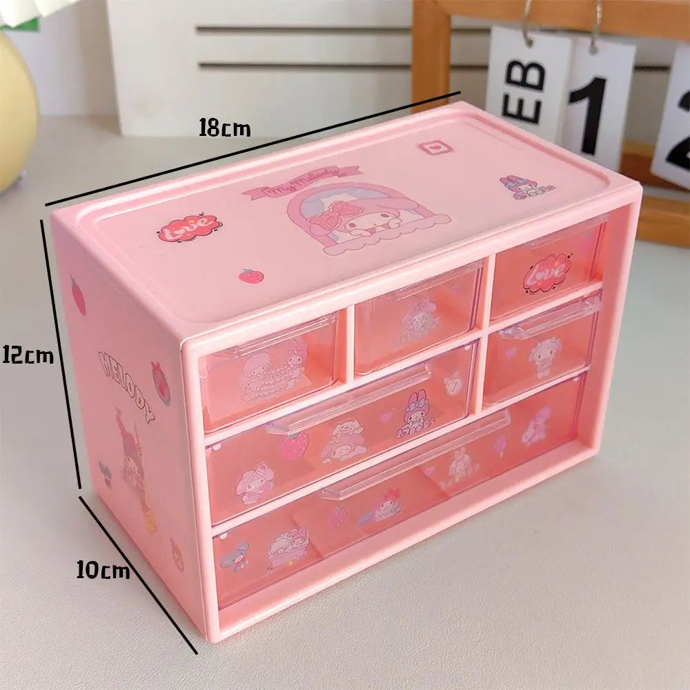 Sanrio 6-Grid Storage Box with Kuromi, Cinnamoroll, & Melody Stickers - Image 8