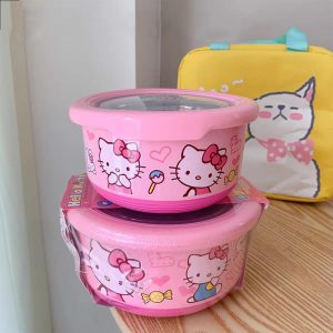 Anime Sanrio Hello Kitty Stainless Steel Ramen Bowl with Lid