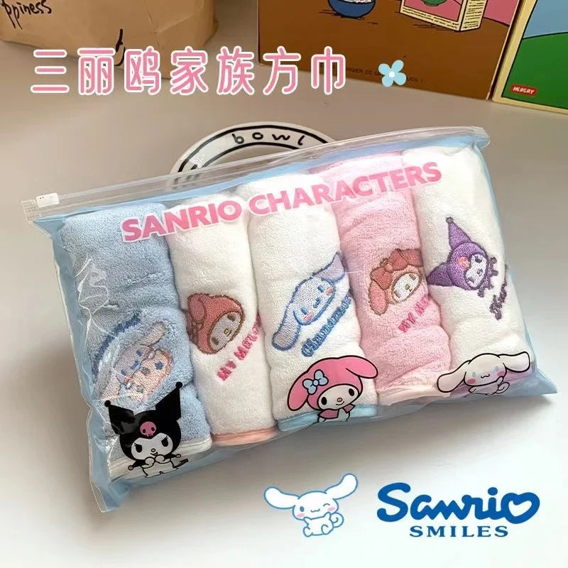 5pcs Sanrio My Melody & Cinnamoroll Children’s Face Washcloth Set - Image 2