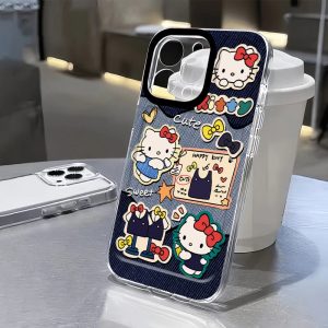 Kawaii Hello Kitty Anime Denim Printed Phone Case