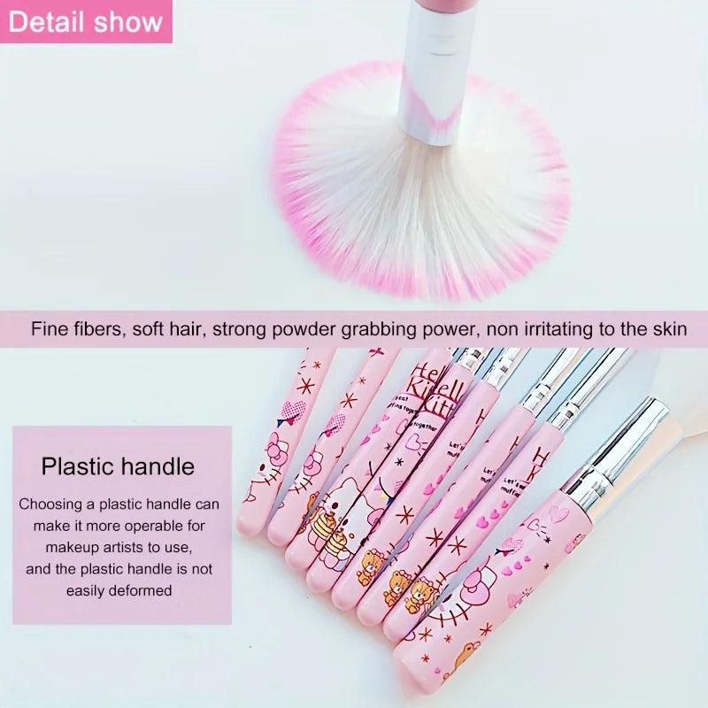 8pcs Kawaii Hello Kitty Makeup Brush Set - Image 4